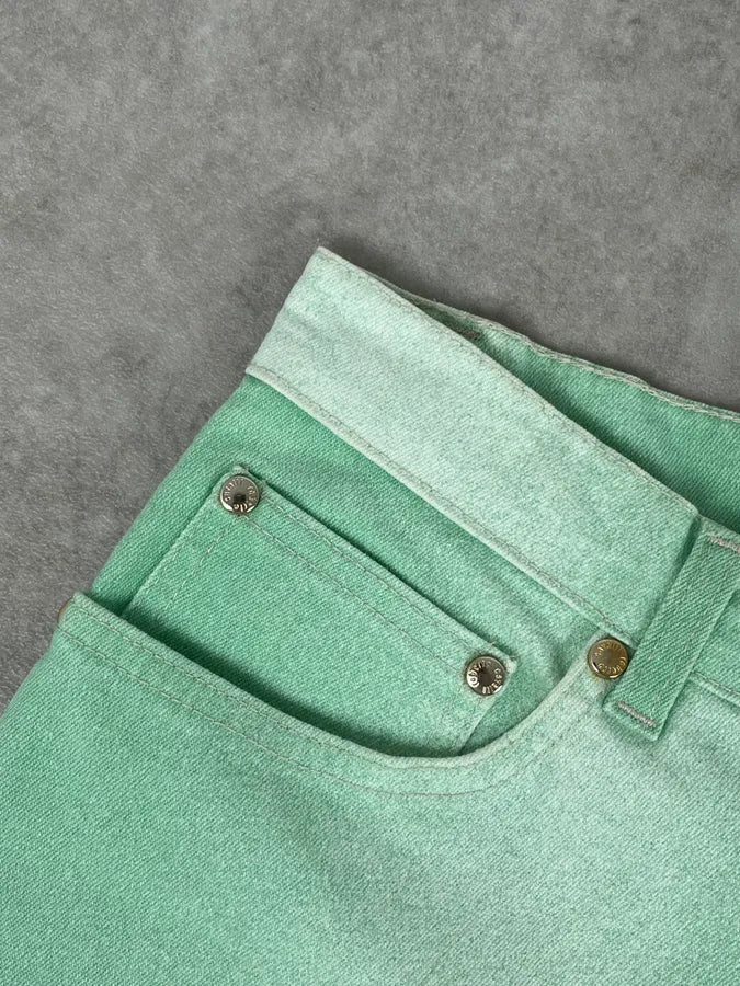 2000s Roberto Cavalli Mint Green Faded Jeans OXdZsnO 8