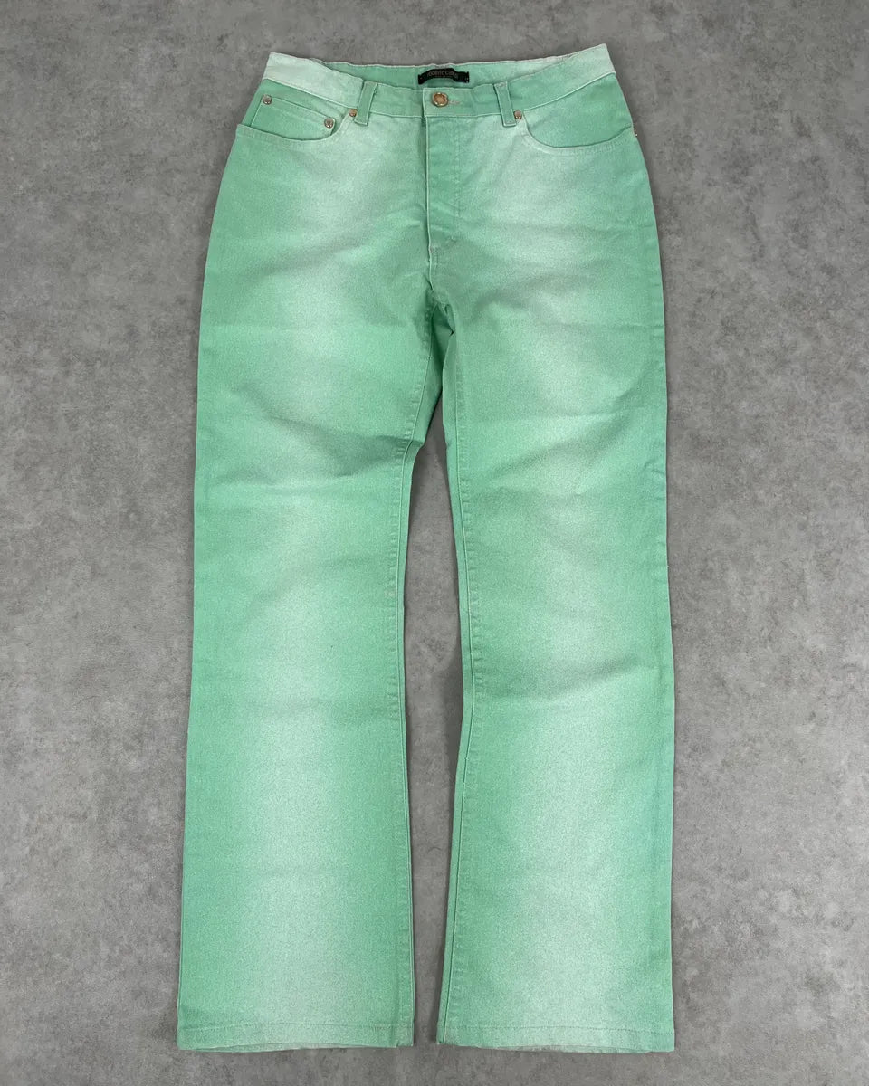 2000s Roberto Cavalli Mint Green Faded Jeans OXdZsnO 0