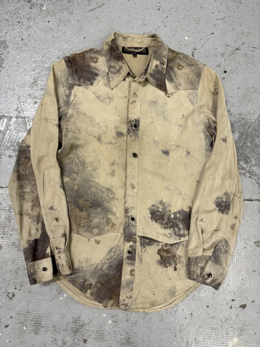 2000s Roberto Cavalli Mold White Leather Shirt rbFBomO 0