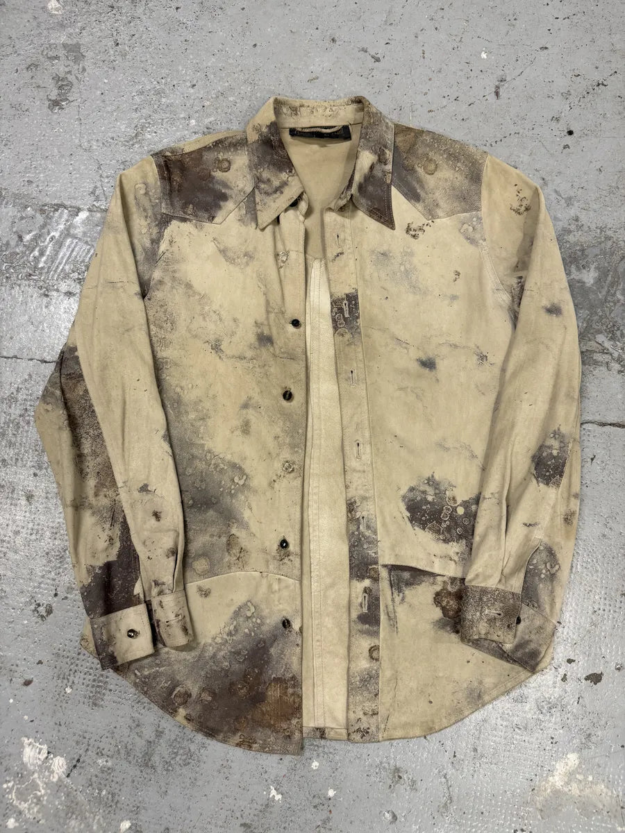 2000s Roberto Cavalli Mold White Leather Shirt rbFBomO 2