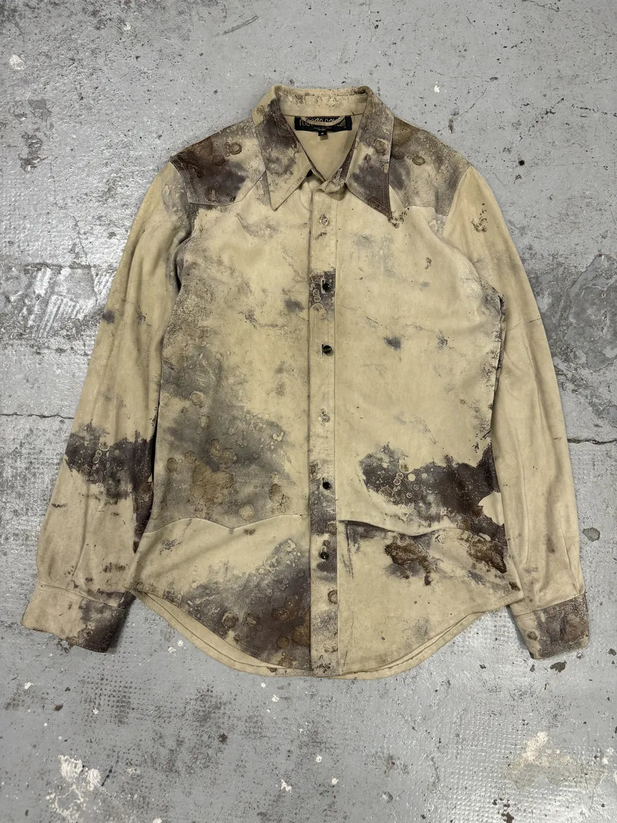 2000s Roberto Cavalli Mold White Leather Shirt rbFBomO 5