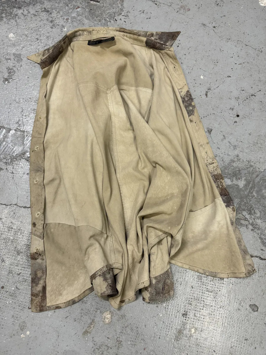 2000s Roberto Cavalli Mold White Leather Shirt rbFBomO 6