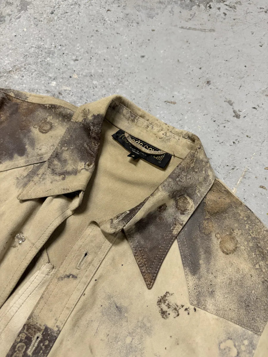 2000s Roberto Cavalli Mold White Leather Shirt rbFBomO 8