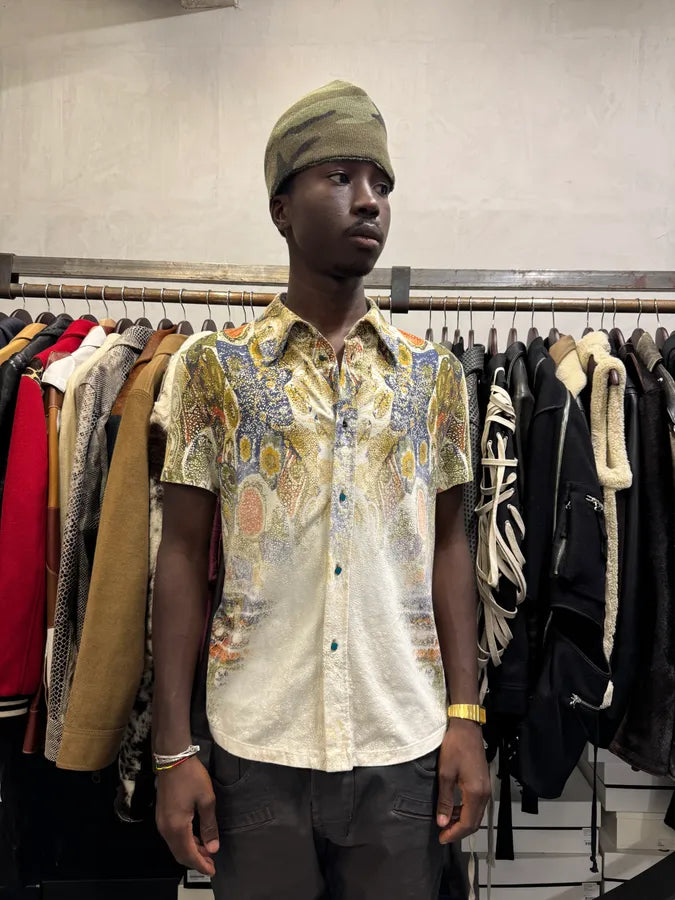 2000s Roberto Cavalli Mosaic Gradient White Shirt EjLixTH 1