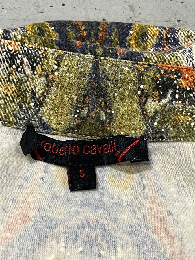 2000s Roberto Cavalli Mosaic Gradient White Shirt EjLixTH 9