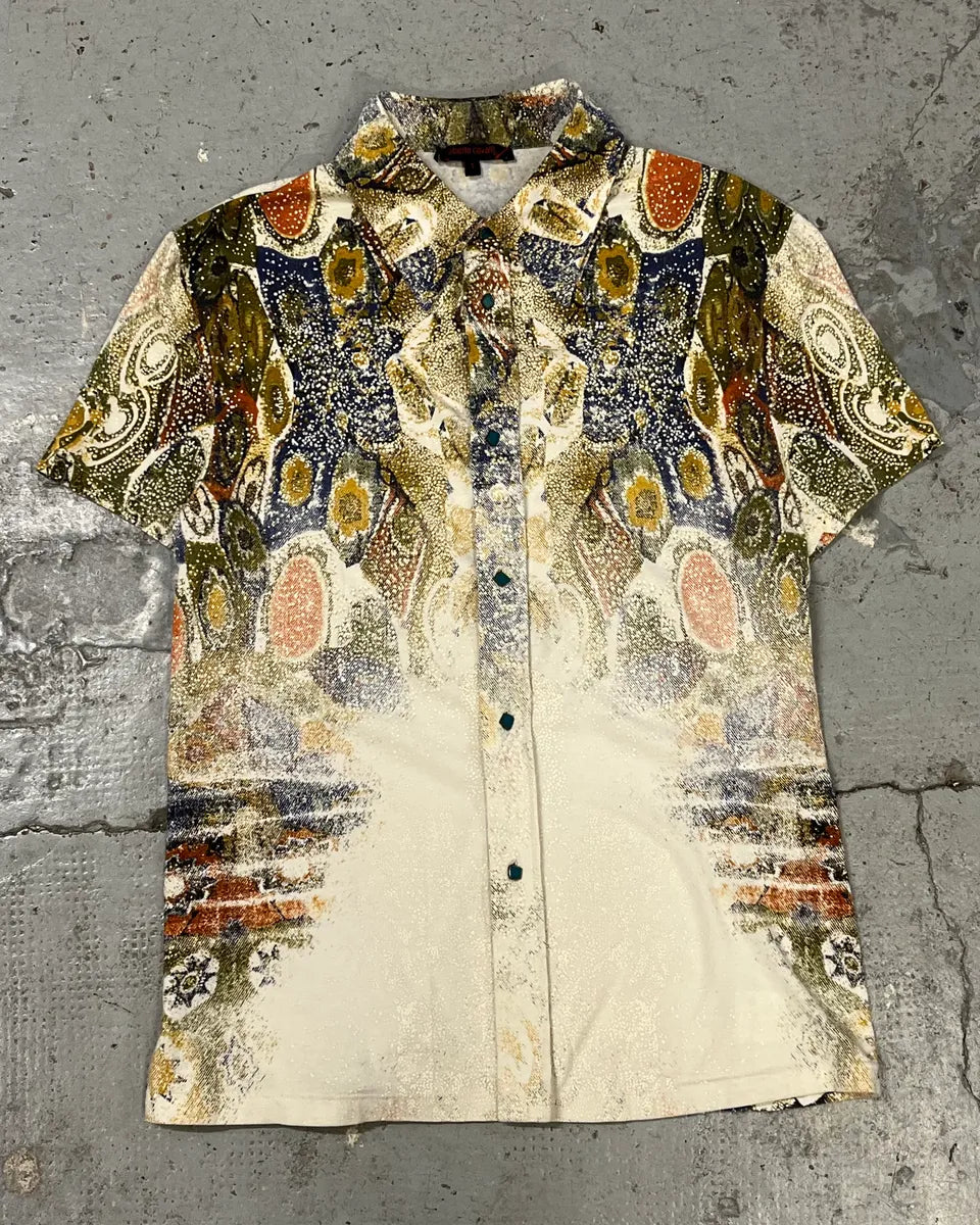 2000s Roberto Cavalli Mosaic Gradient White Shirt EjLixTH 0