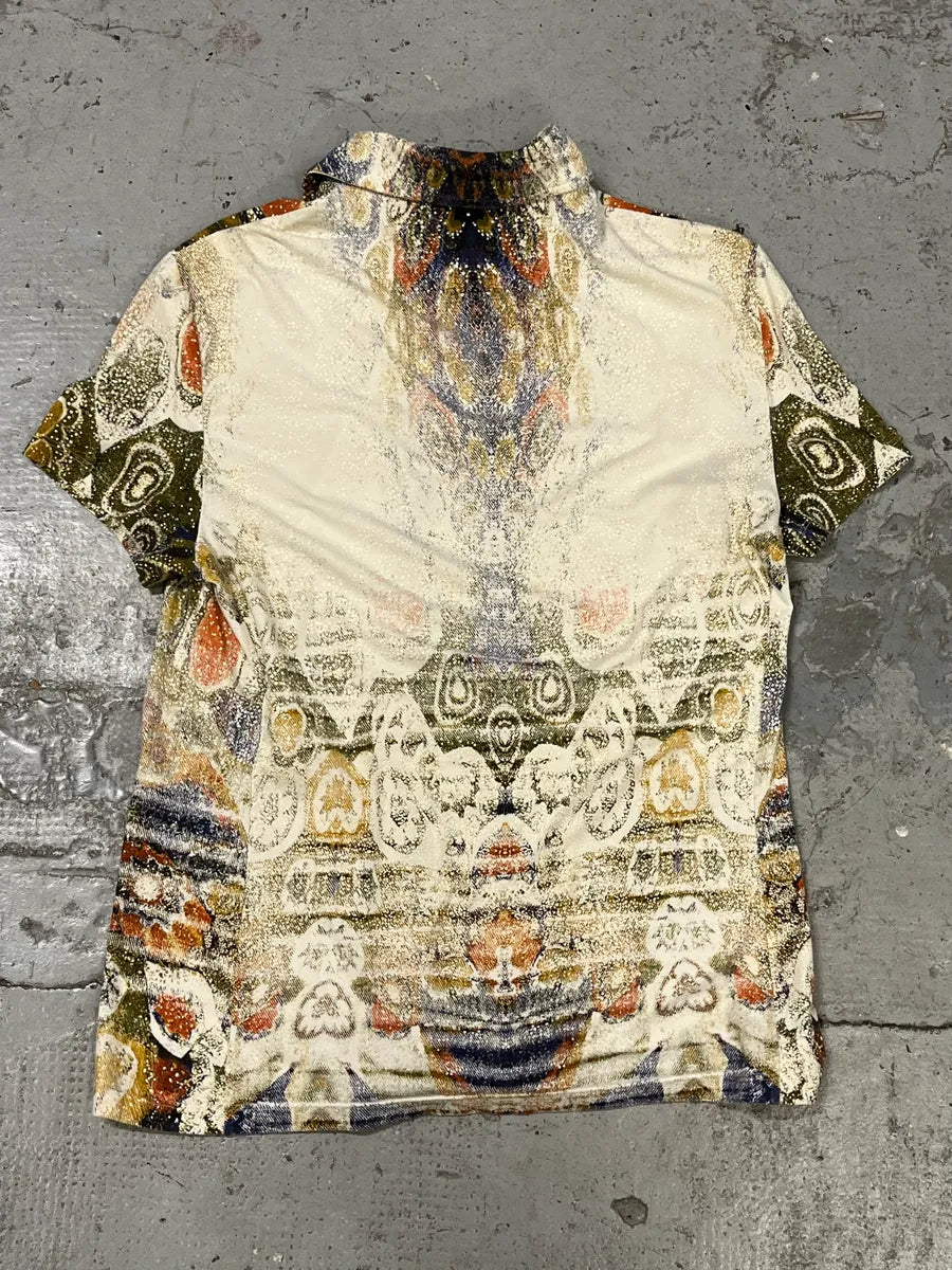 2000s Roberto Cavalli Mosaic Gradient White Shirt EjLixTH 4