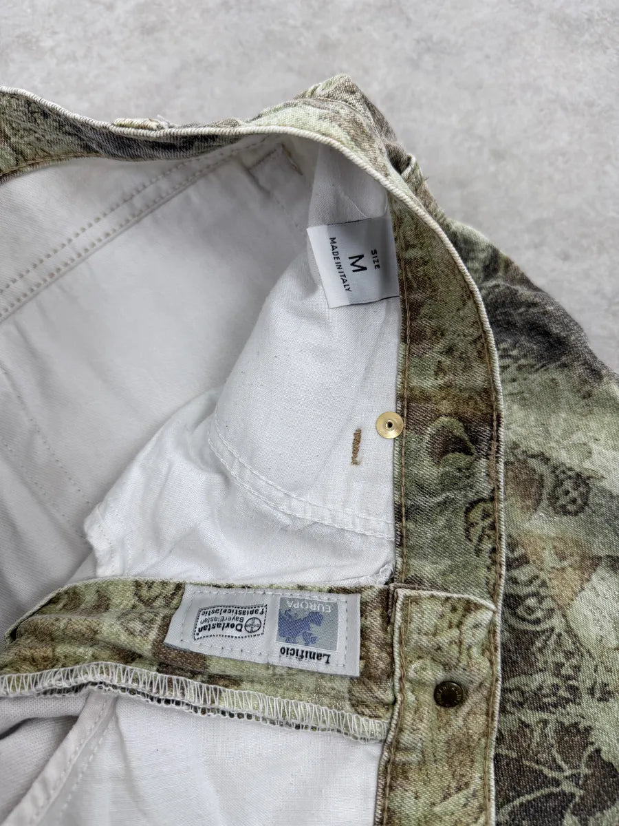 2000s Roberto Cavalli Mozaic Green Abstract Forest Pants beEKasU 8