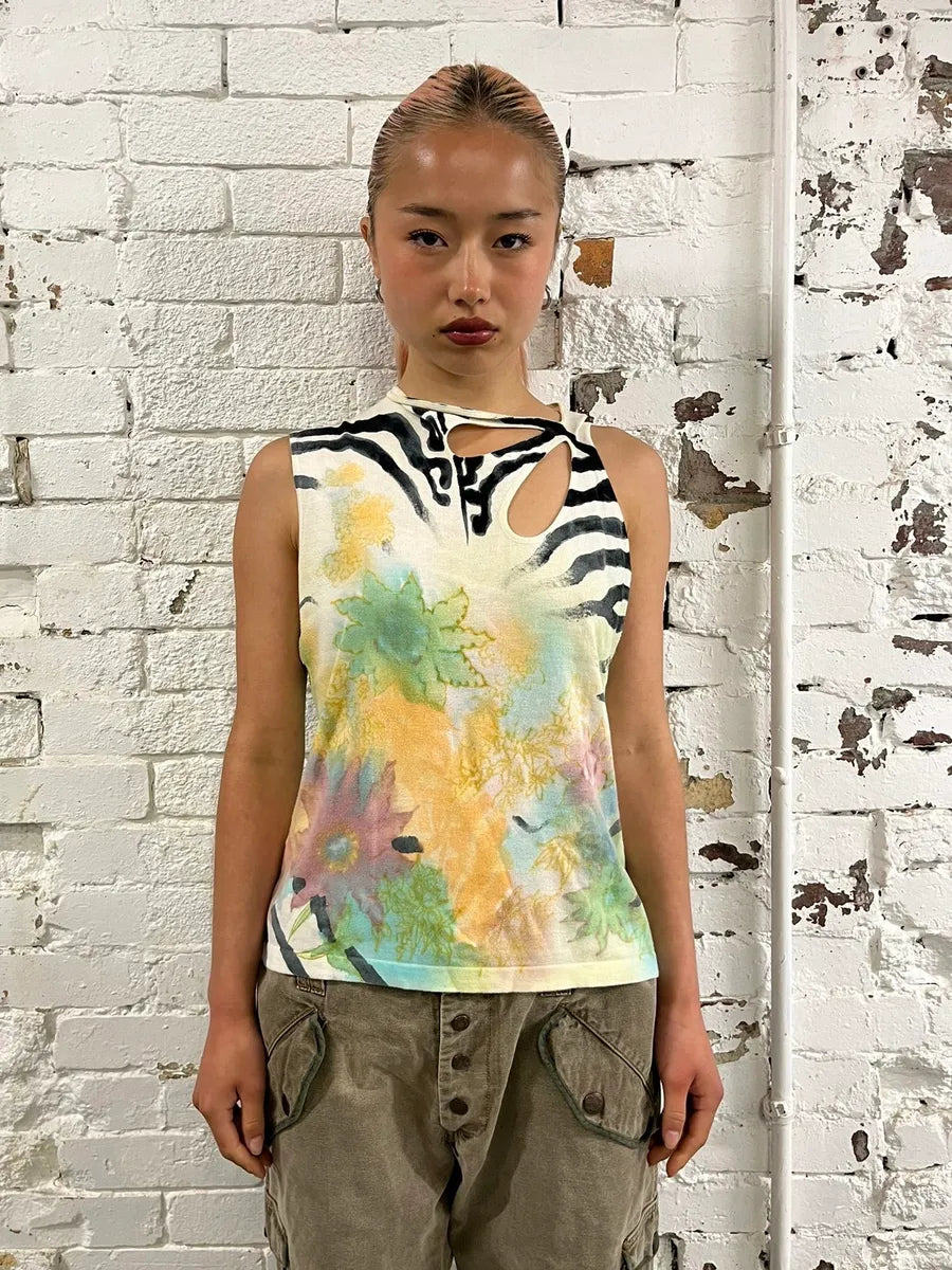 2000s Roberto Cavalli Multicolor Floral Tiger Tank Top ihzNaxu 1