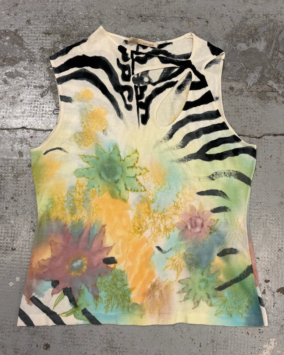 2000s Roberto Cavalli Multicolor Floral Tiger Tank Top ihzNaxu 0