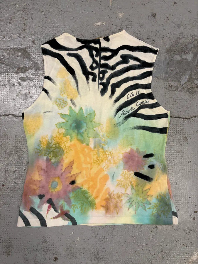 2000s Roberto Cavalli Multicolor Floral Tiger Tank Top ihzNaxu 5