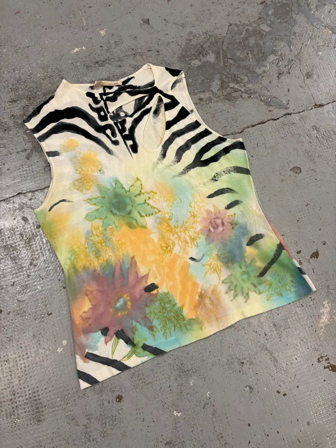 2000s Roberto Cavalli Multicolor Floral Tiger Tank Top ihzNaxu 3