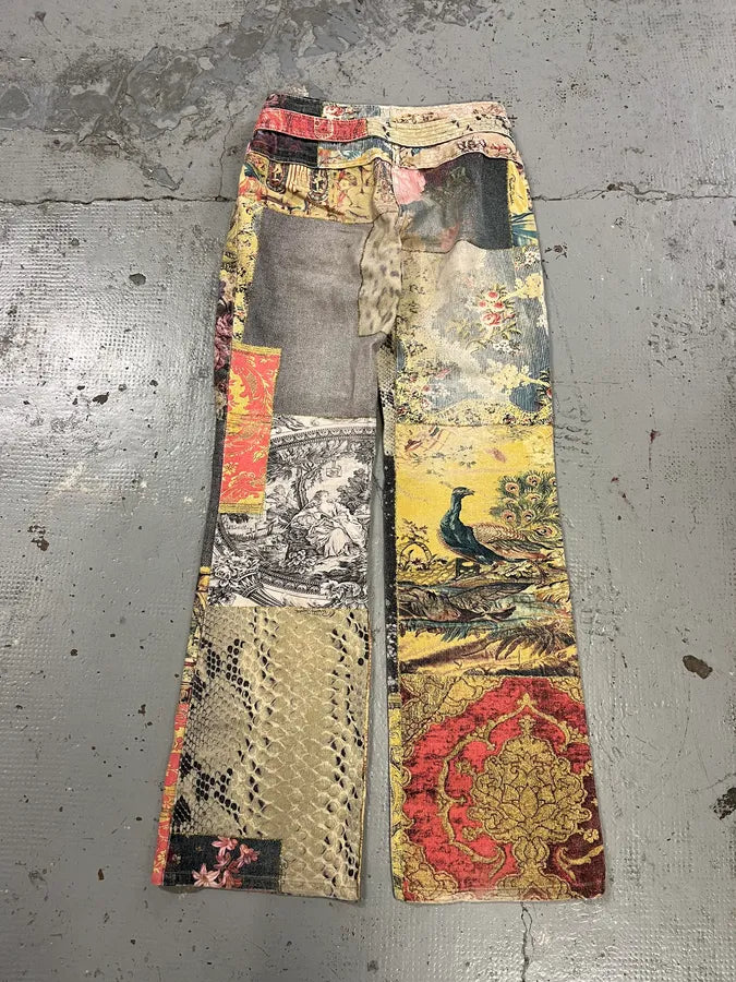 2000s Roberto Cavalli Multicolor Patchwork Flared Jeans HNGycUY 7