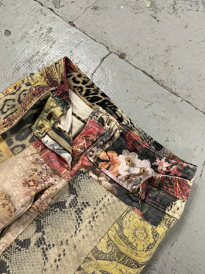 2000s Roberto Cavalli Multicolor Patchwork Flared Jeans HNGycUY 9