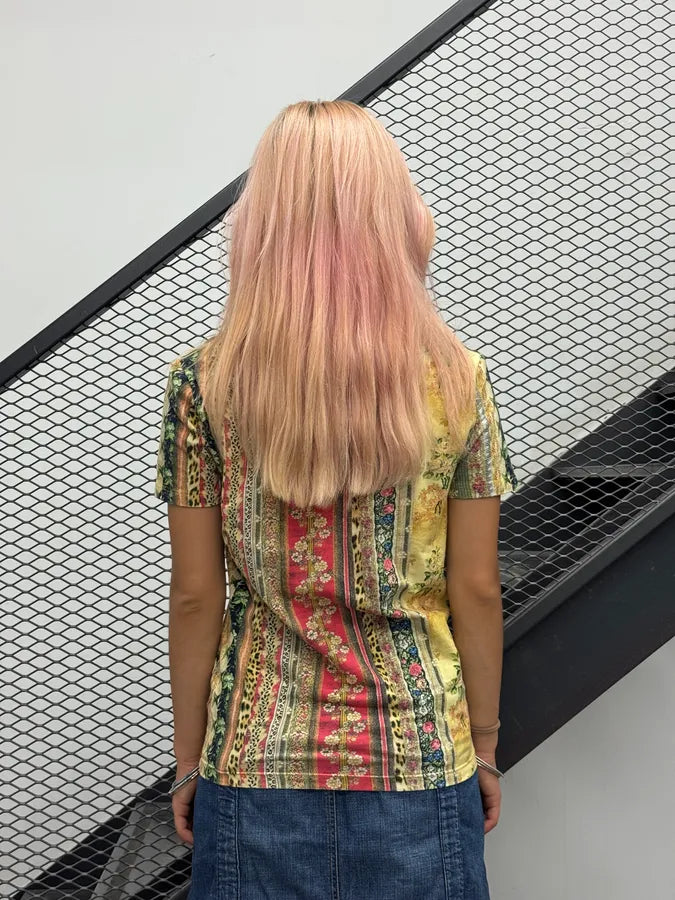 2000s Roberto Cavalli Multicolor Patchwork T-Shirt uRRCCAO 2