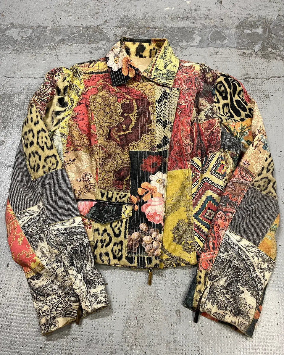 2000s Roberto Cavalli Multicolor Pattern Leopard Patchwork Jacket eUoGJGY 0