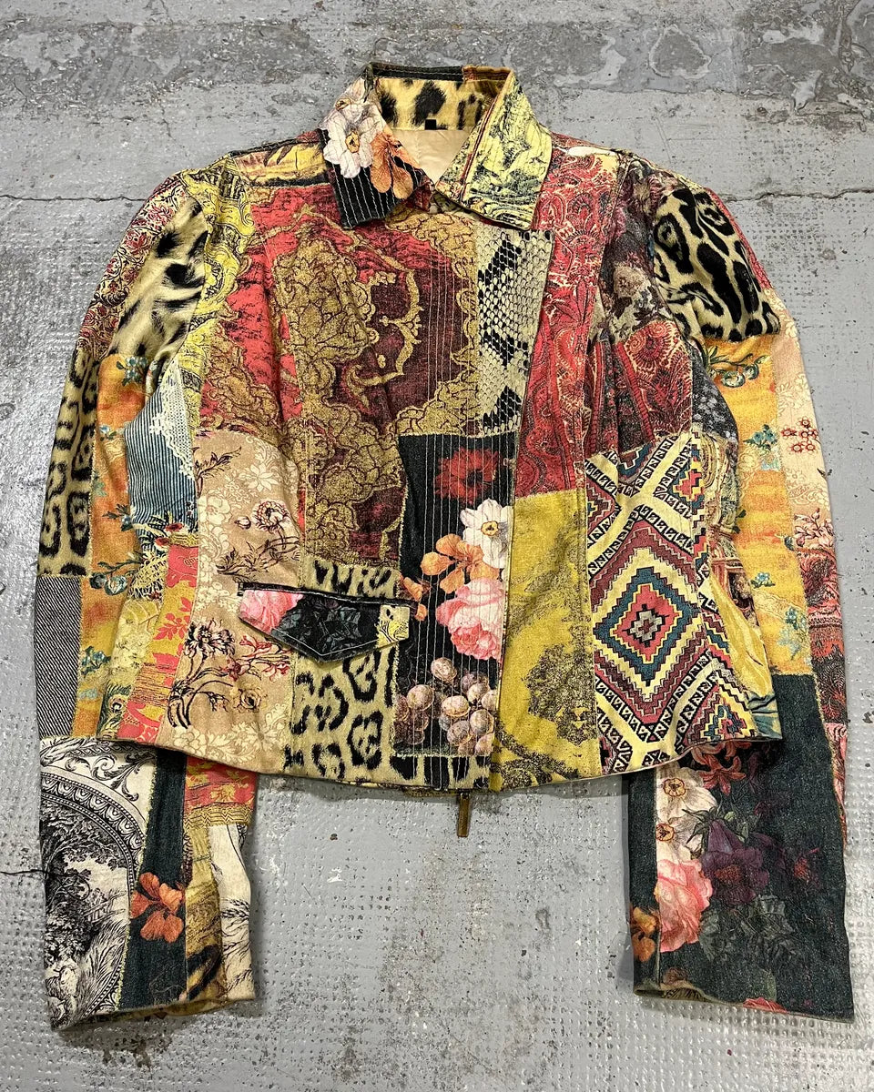 2000s Roberto Cavalli Multicolor Pattern Leopard Patchwork Jacket eUoGJGY 3