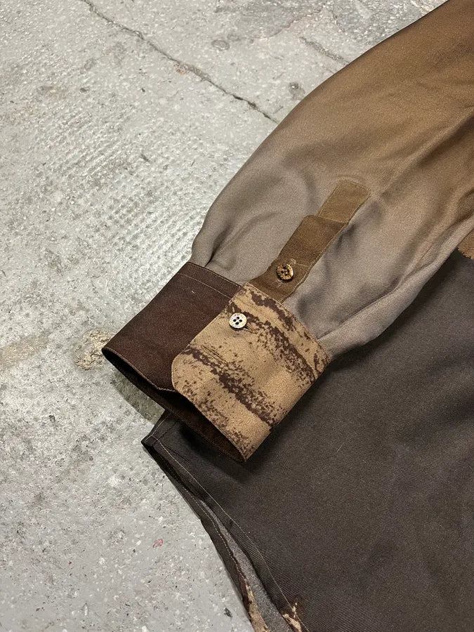 2000s Roberto Cavalli Natural Clay Terra Silk Shirt (M) ewuOTrw 5