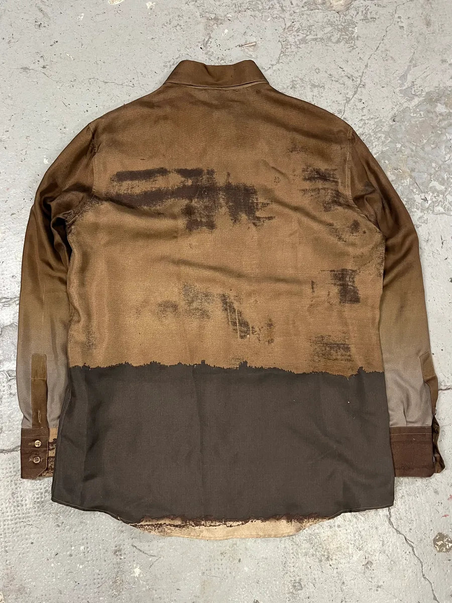 2000s Roberto Cavalli Natural Clay Terra Silk Shirt (M) ewuOTrw 7