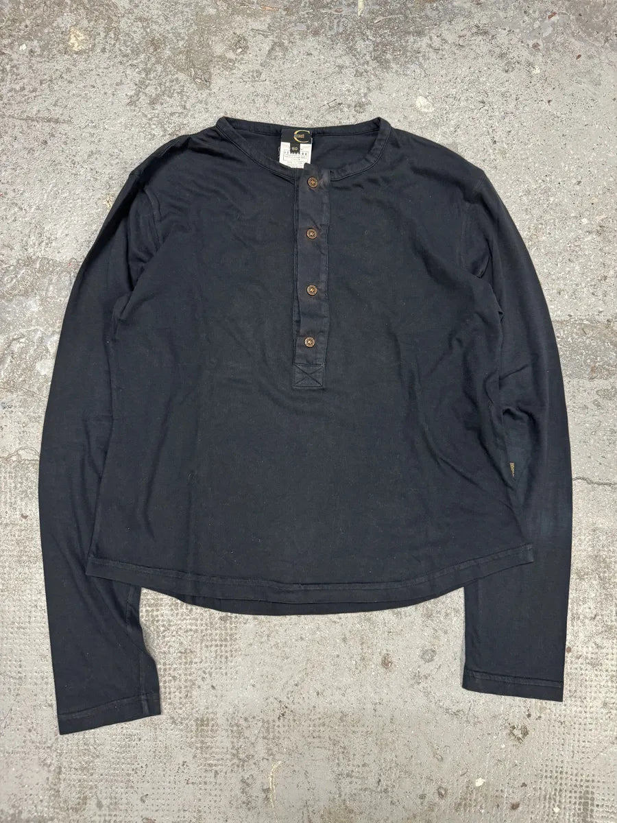 2000s Roberto Cavalli Navy Back Embroidered Henley Longsleeves (S) WqkmpSX 0