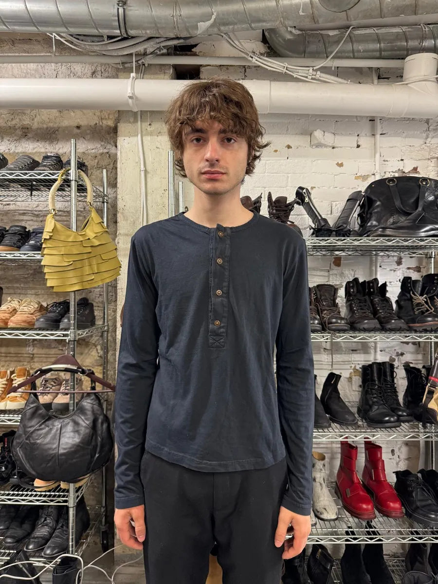 2000s Roberto Cavalli Navy Back Embroidered Henley Longsleeves (S) WqkmpSX 3