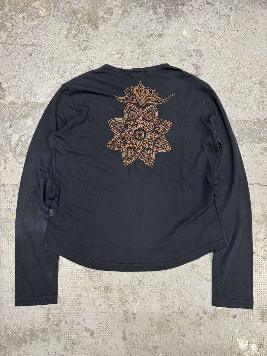 2000s Roberto Cavalli Navy Back Embroidered Henley Longsleeves (S) WqkmpSX 6