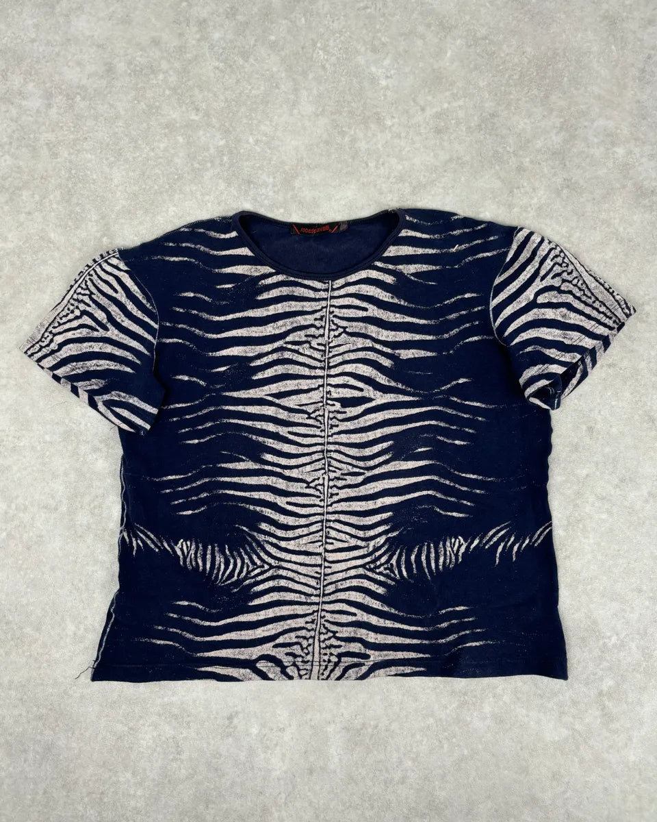 2000s Roberto Cavalli Navy Zebra Print T-Shirt  wqNnByu 0