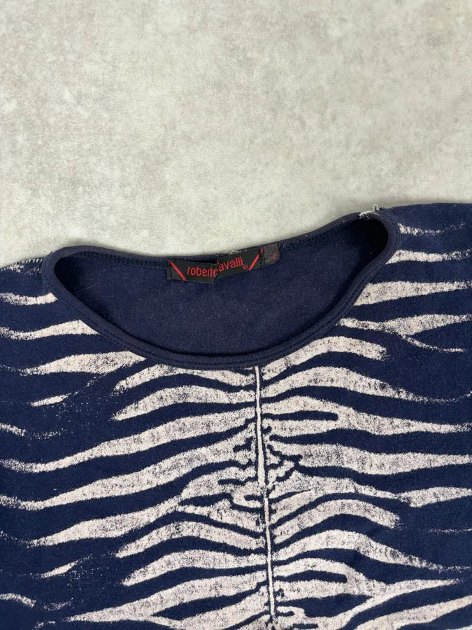 2000s Roberto Cavalli Navy Zebra Print T-Shirt  wqNnByu 3