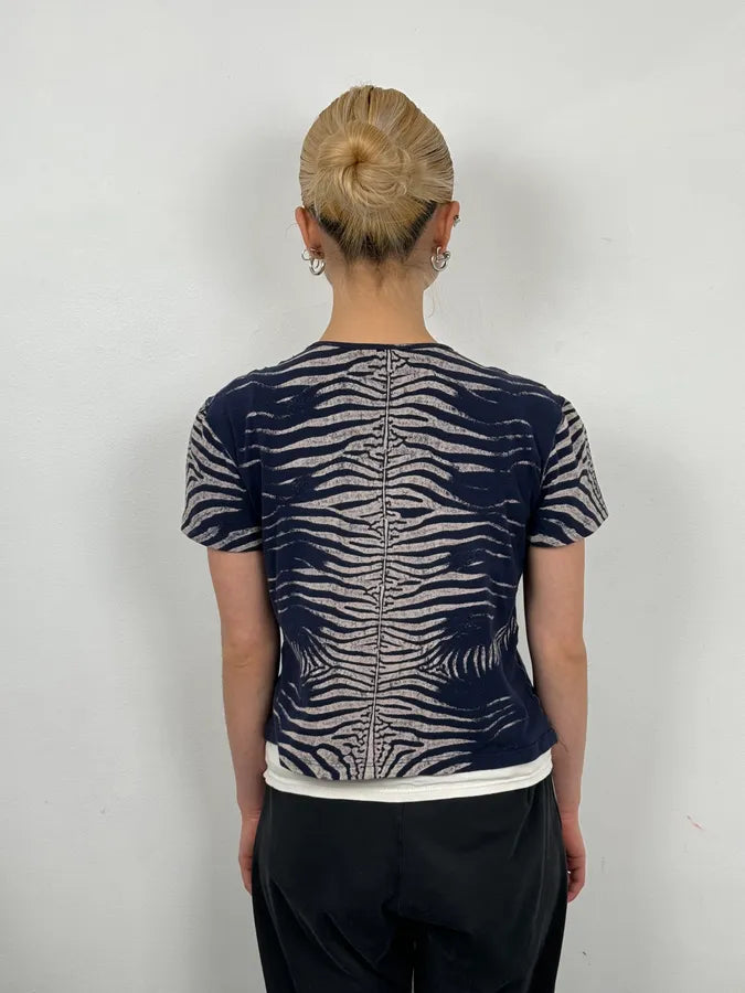 2000s Roberto Cavalli Navy Zebra Print T-Shirt  wqNnByu 2