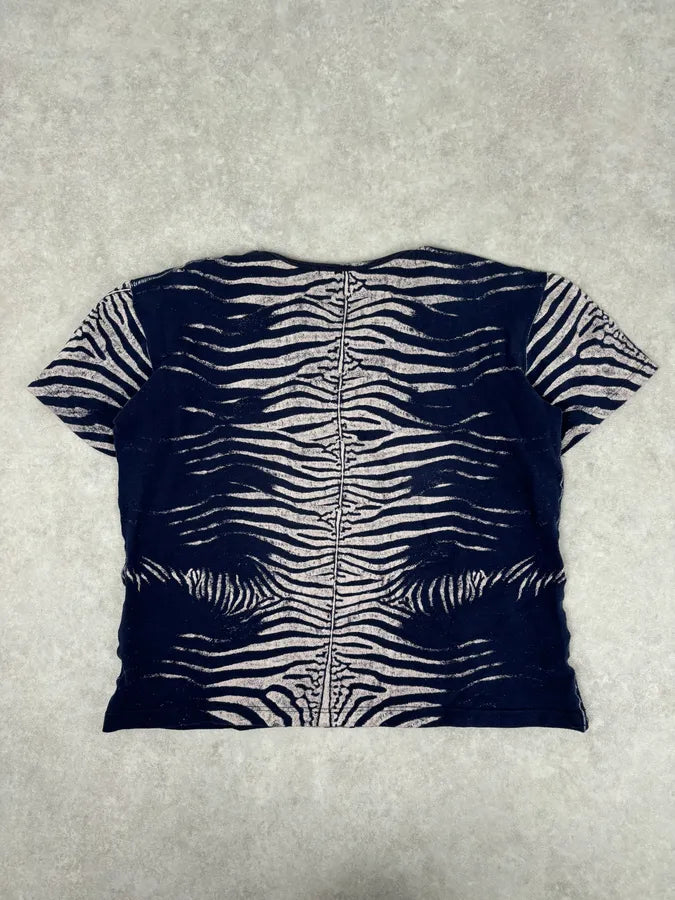 2000s Roberto Cavalli Navy Zebra Print T-Shirt  wqNnByu 4
