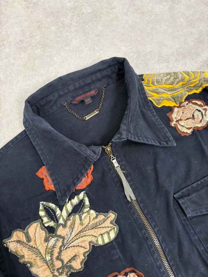 2000s Roberto Cavalli Navy Embroidered Floral Jacket ZXCOAJT 4