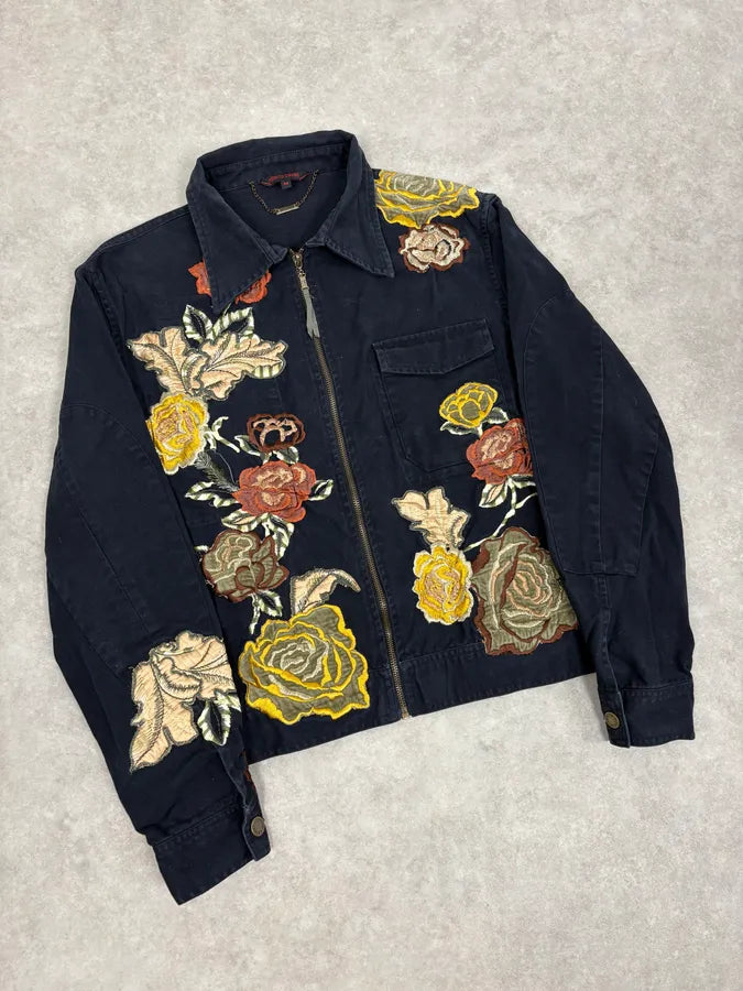2000s Roberto Cavalli Navy Embroidered Floral Jacket ZXCOAJT 3