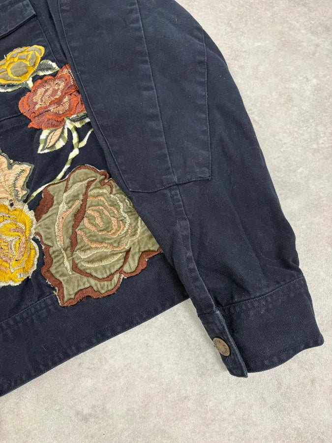 2000s Roberto Cavalli Navy Embroidered Floral Jacket ZXCOAJT 7