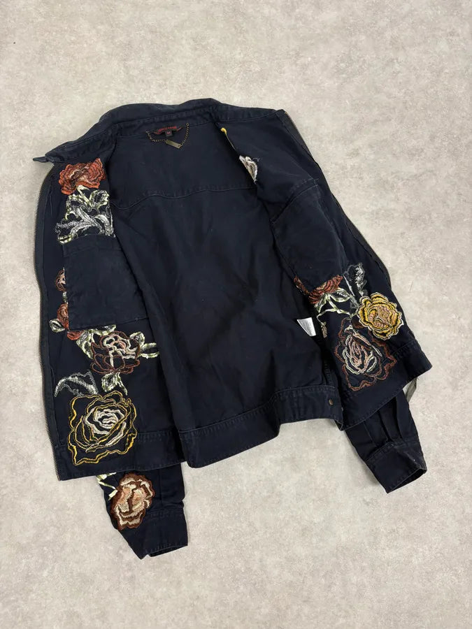 2000s Roberto Cavalli Navy Embroidered Floral Jacket ZXCOAJT 6