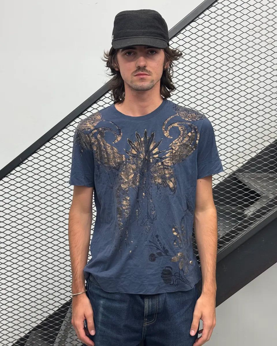 2000s Roberto Cavalli Navy Gold T-Shirt nuChgyt 1