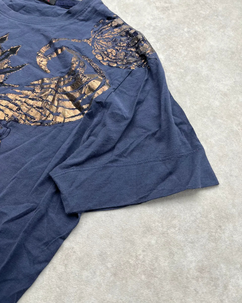 2000s Roberto Cavalli Navy Gold T-Shirt nuChgyt 5