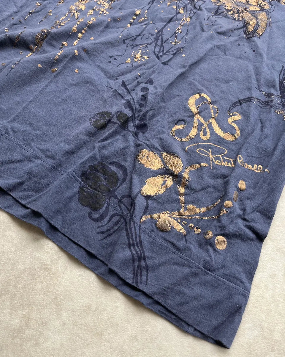 2000s Roberto Cavalli Navy Gold T-Shirt nuChgyt 6