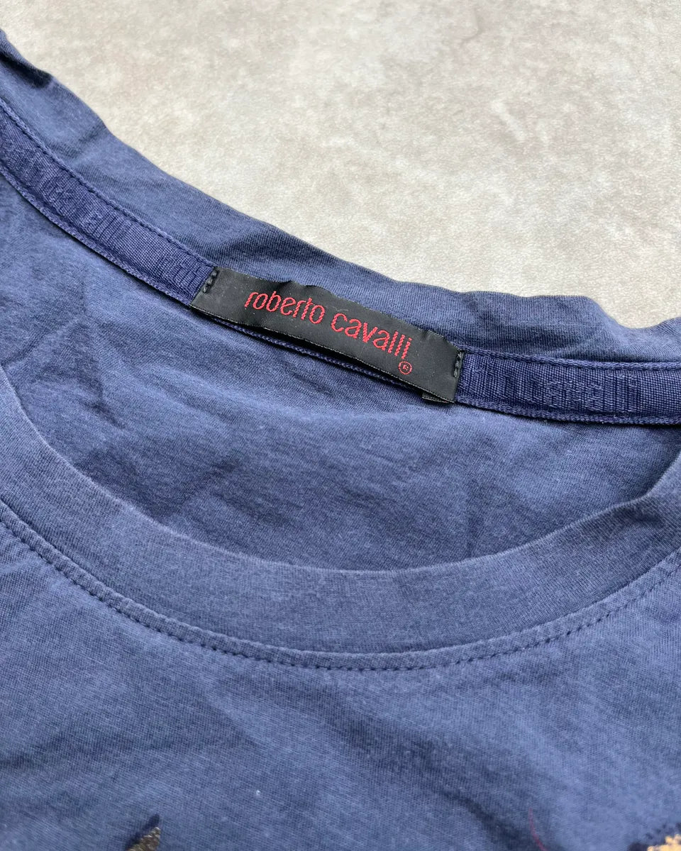 2000s Roberto Cavalli Navy Gold T-Shirt nuChgyt 8