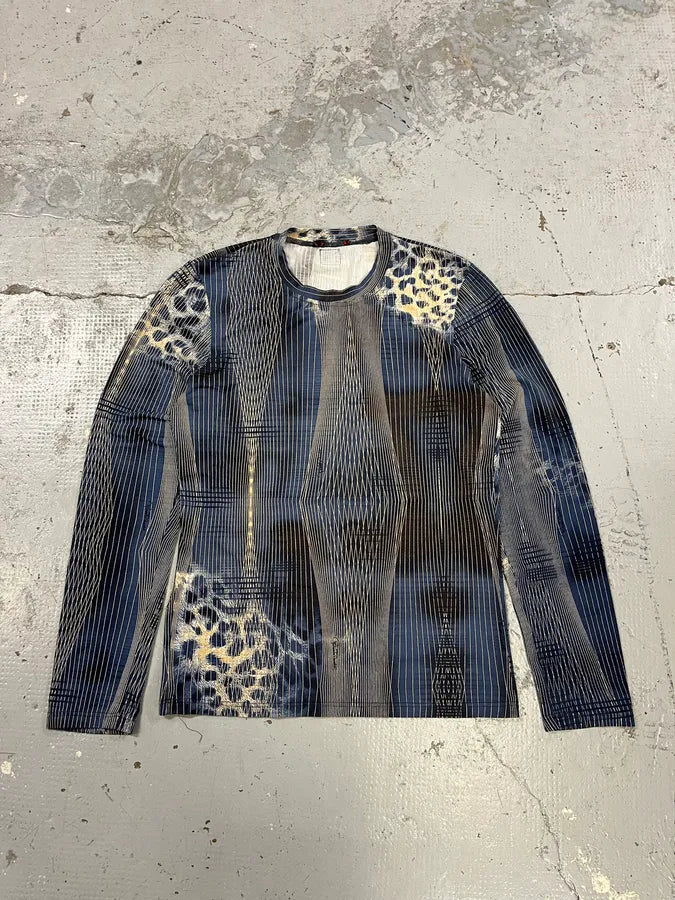 2000s Roberto Cavalli Navy Leopard Effect Abstract Longsleeves ERyQKnx 2