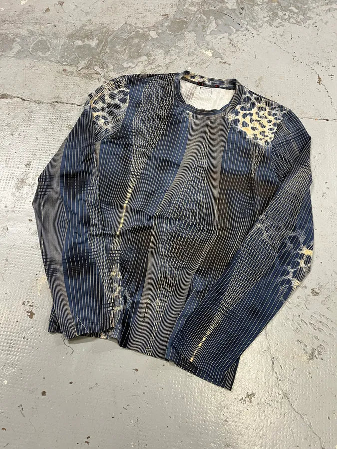 2000s Roberto Cavalli Navy Leopard Effect Abstract Longsleeves ERyQKnx 3