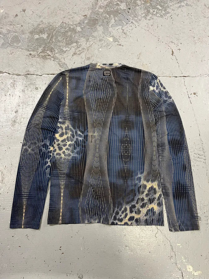 2000s Roberto Cavalli Navy Leopard Effect Abstract Longsleeves ERyQKnx 6