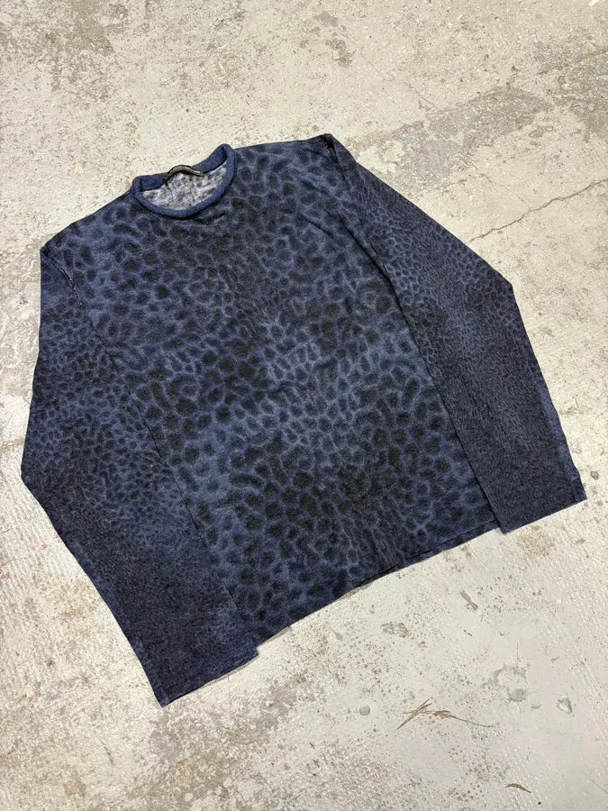 2000s Roberto Cavalli Navy Leopard Sweater xqphtpj 4