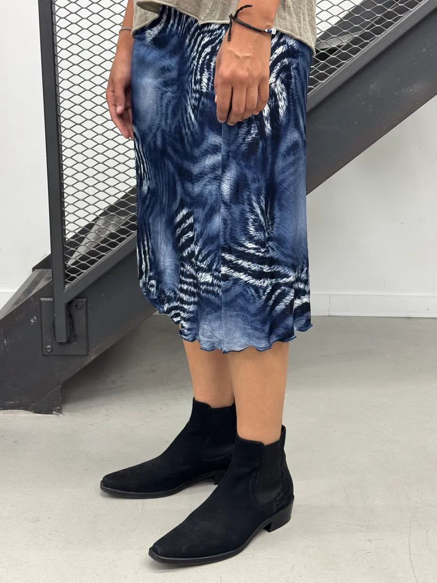 2000s Roberto Cavalli Navy Zebra Savage Skirt ZdLIcZx 1