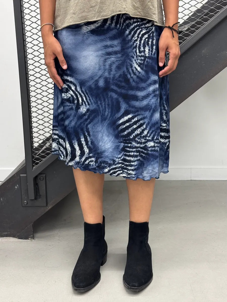 2000s Roberto Cavalli Navy Zebra Savage Skirt ZdLIcZx 2