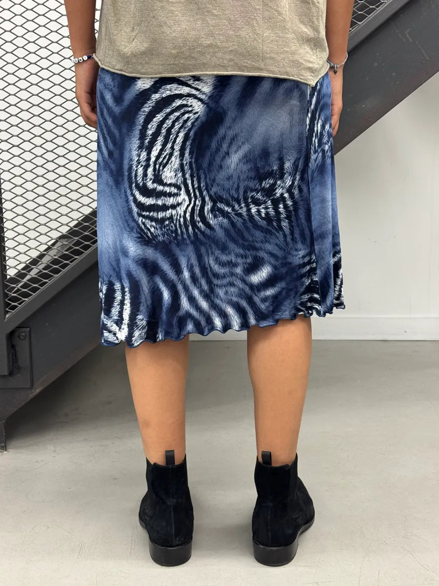 2000s Roberto Cavalli Navy Zebra Savage Skirt ZdLIcZx 3