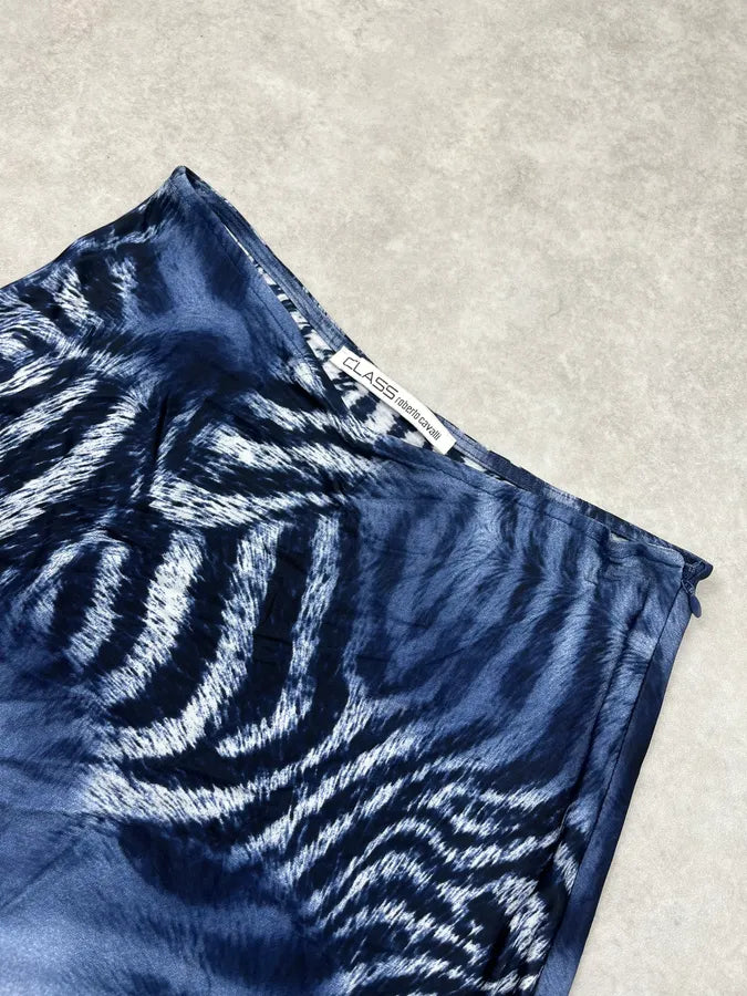 2000s Roberto Cavalli Navy Zebra Savage Skirt ZdLIcZx 4