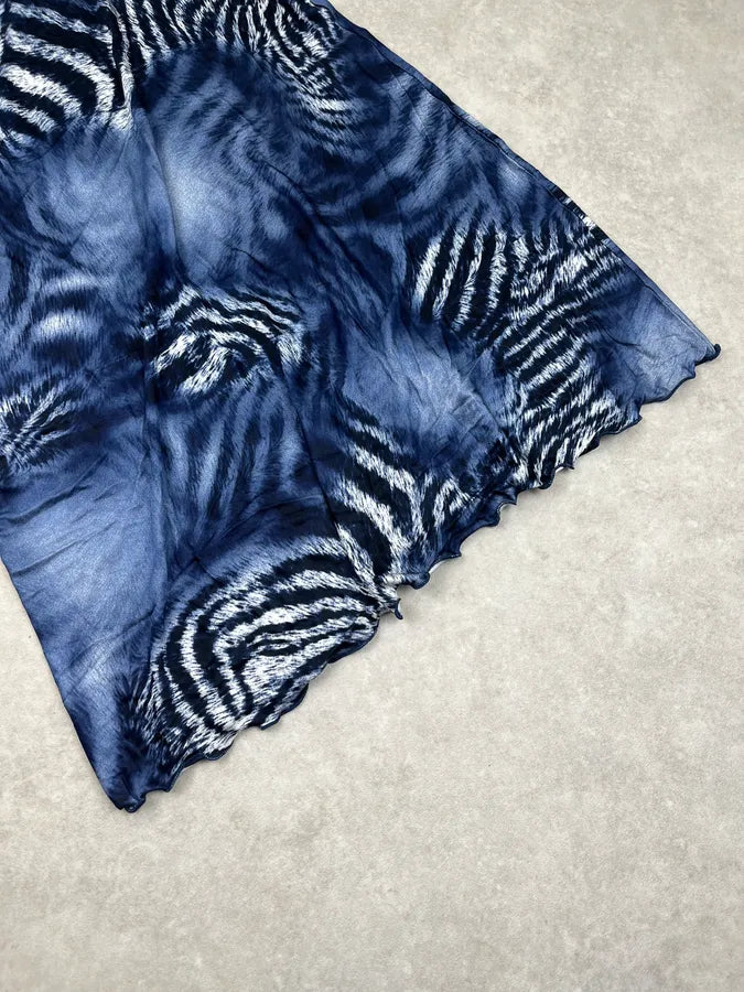 2000s Roberto Cavalli Navy Zebra Savage Skirt ZdLIcZx 5