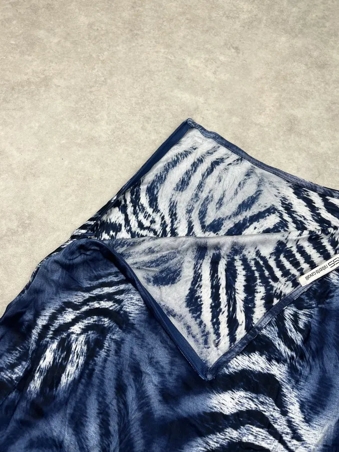 2000s Roberto Cavalli Navy Zebra Savage Skirt ZdLIcZx 7