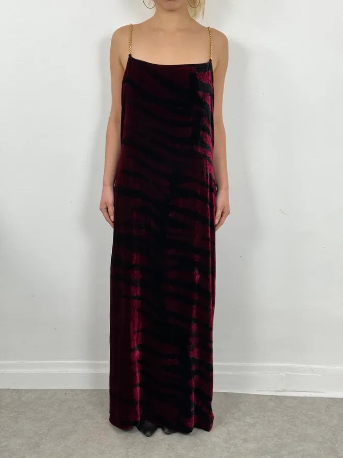 2000s Roberto Cavalli Obscure Black & Red Glamour Savage Velvet Dress ounJJvO 0