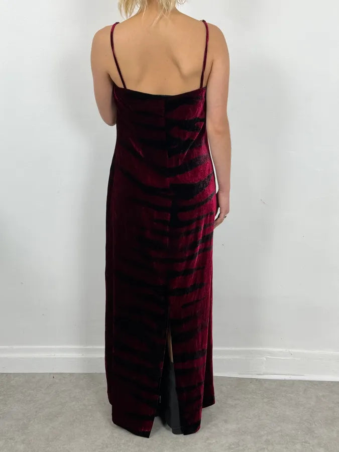 2000s Roberto Cavalli Obscure Black & Red Glamour Savage Velvet Dress ounJJvO 1